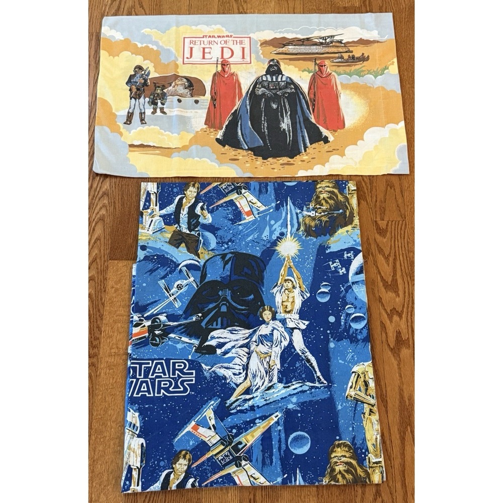 1977  Bibb VINTAGE STAR WARS FLAT SHEET AND PILLOWCASE Full Size Darth Vader
